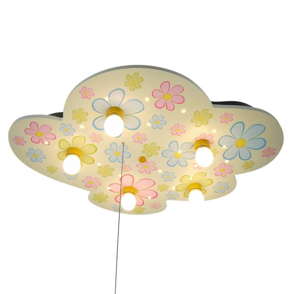 Kulørte blomster - skyformet loftlampe med LED'er