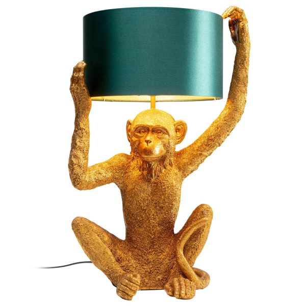 KARE Animal Holding Monkey bordlampe, grøn skærm