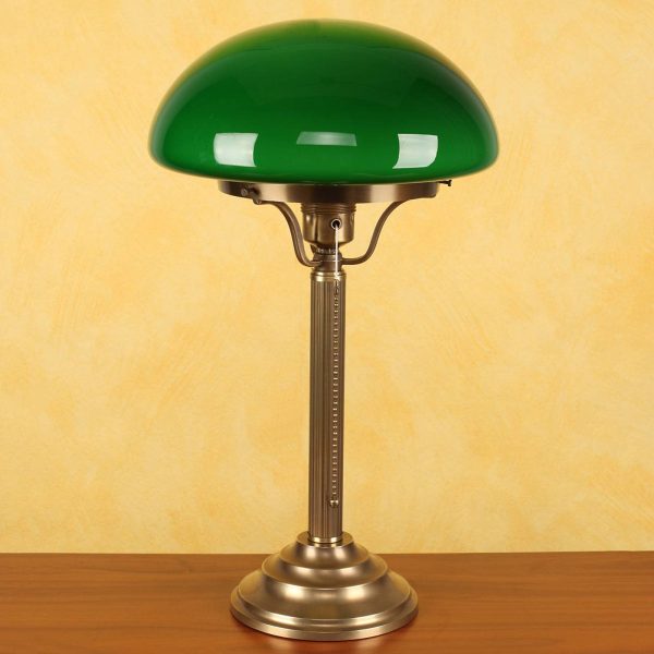Bordlampe Hari i messing med grøn skærm