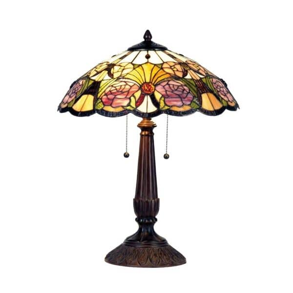 Rose blomsteragtig bordlampe i Tiffany-stil